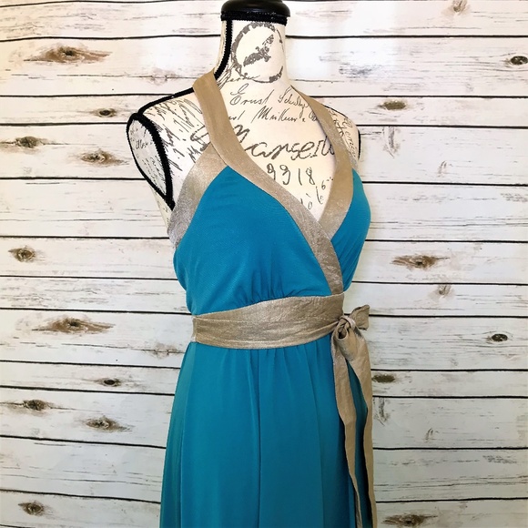 BCBG Paris Halter Blue Goddess Dress NWOT - Picture 6 of 9